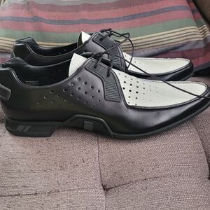Prada Black and White Oxford Shoes